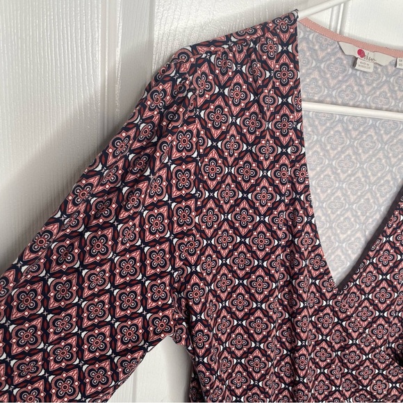 Boden Elodie Jersey Faux Wrap Stretch Jersey Knit Top Diamond Floral Purple 10 - Picture 6 of 14